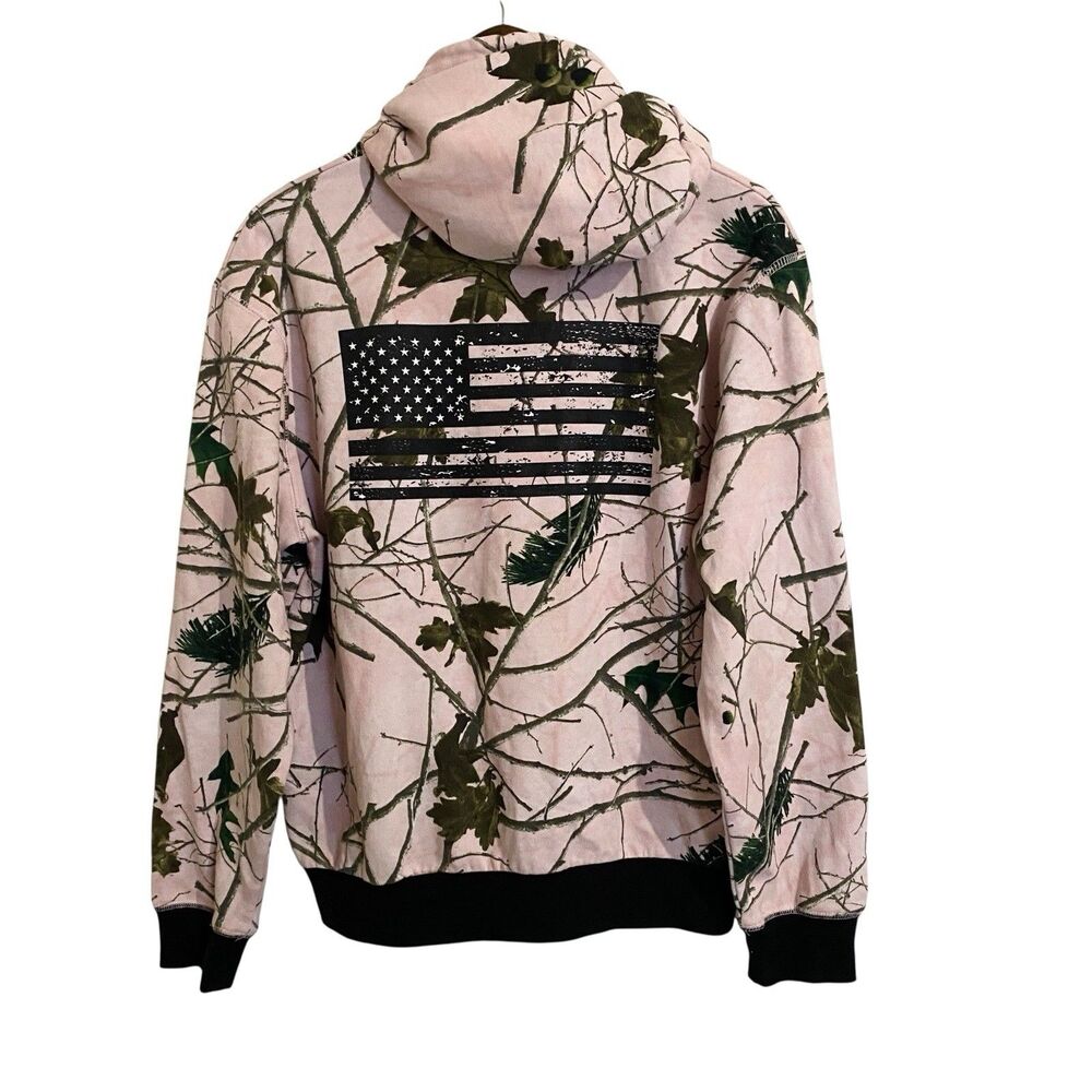 Trail Crest Hoodie Jacket Womens Large Hunting Outdoor Camo Camouflage Flag
